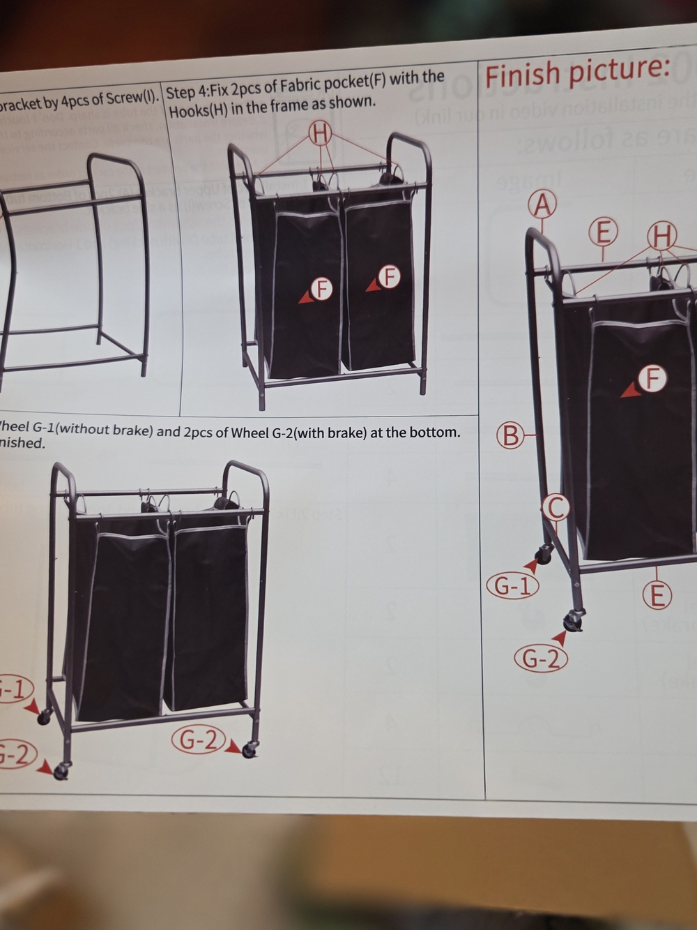 Double Hamper Laundry Sorter with Black Fabric Bags